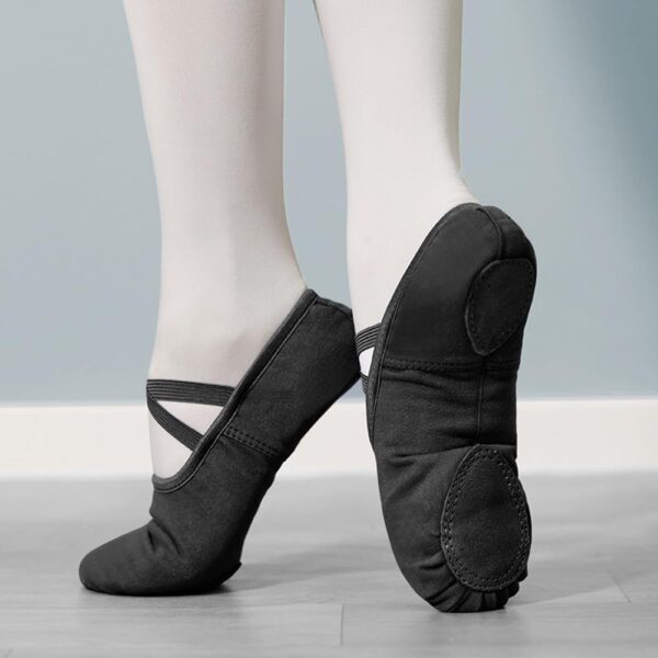 Black Stretch Canvas Split Sole Ballet shoes Sd-105 - Image 2